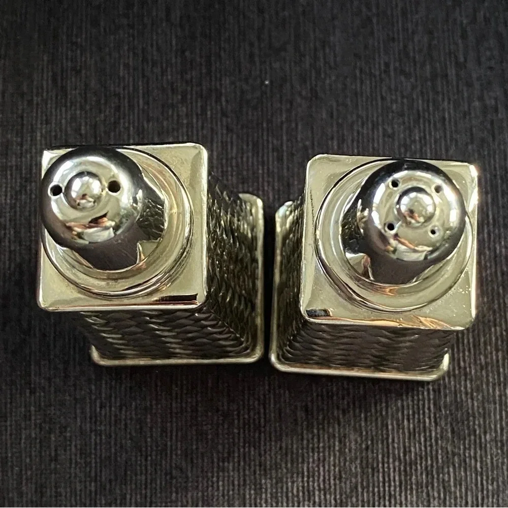 Vintage Godinger Silver Salt & Pepper Shaker Set Neiman Marcus Braided Design